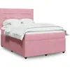 Image de vidaXL Sommier à lattes de lit avec matelas Rose 160x200 cm Velours