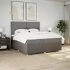 Image de vidaXL Sommier à lattes de lit avec matelas Taupe 200x200 cm Tissu