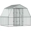 Image de vidaXL Cage à Oiseaux avec Porte, Enclos à Animaux, Cage pour Perroquet, Volière de Jardin Terrasse Patio Extérieur, Argenté Acier Galvanisé