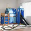 Image de vidaXL Lit superposé sans matelas avec toboggan et rideaux 90x200 cm