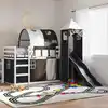 Image de vidaXL Lit superposé sans matelas avec toboggan blanc noir 90x190 cm