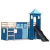 Image de vidaXL Lit superposé sans Matelas avec Toboggan et Rideaux 80x200 cm