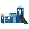 Image de vidaXL Lit superposé sans Matelas avec Toboggan et Rideaux 90x190 cm