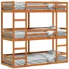 Image de vidaXL Lit superposé Triple Marron Cire 75x190 cm Bois de pin Massif, lit superposé à Trois couchettes, lit Mezzanine, lit superposé Triple en Bois