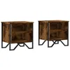 Image de vidaXL Tables de Chevet 2 pcs chêne fumé 40x30x40 cm Bois d'ingénierie, Armoire, Armoire latérale, Support de téléphone, Table de Chevet