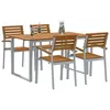 Image de vidaXL Ensemble de Salle à Manger pour Jardin 5 pcs Gris, Ensemble de Jardin Moderne, mobilier extérieur rectangulaire, Bois Acacia Brun, Cadre en Acier, résistant aux intempéries