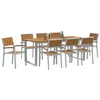 Image de vidaXL Ensemble de Salle à Manger pour Jardin 9 pcs Gris, Ensemble de Jardin en Acacia, mobilier extérieur, Table rectangulaire pour Repas en Plein air et rassemblements