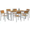 Image de vidaXL Ensemble de Salle à Manger pour Jardin 7 pcs Gris, Ensemble de Jardin Moderne, Table rectangulaire en Acacia, mobilier Solide pour Repas en Plein air