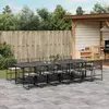 Image de vidaXL Ensemble à manger de jardin 13 pcs coussins noir résine tressée