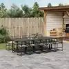 Image de vidaXL Ensemble à manger de jardin 11 pcs coussins noir résine tressée