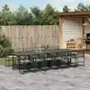 Image de vidaXL Ensemble à manger de jardin 13 pcs coussins noir résine tressée