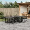 Image de vidaXL Ensemble à manger de jardin 11 pcs noir résine tressée