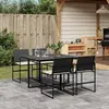 Image de vidaXL Ensemble à manger de jardin coussins 5pcs noir résine tressée
