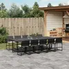 Image de vidaXL Ensemble à manger de jardin 11 pcs coussins noir résine tressée