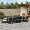 Image de vidaXL Ensemble à manger de jardin 17 pcs coussins noir résine tressée