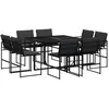 Image de vidaXL Ensemble à Manger de Jardin avec Coussins 9 pcs Noir textilène, Ensemble à Manger d'extérieur, Meuble à Manger de Jardin, Table et chaises de Jardin