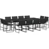 Image de vidaXL Ensemble à Manger de Jardin avec Coussins 13 pcs Noir textilène, Ensemble à Manger d'extérieur, Meuble à Manger de Jardin, Table et chaises de Jardin