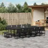 Image de vidaXL Ensemble à manger de jardin avec coussins 15 pcs noir textilène