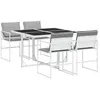 Image de vidaXL Ensemble à Manger de Jardin avec Coussins 5 pcs Blanc textilène, Ensemble à Manger d'extérieur, Meuble à Manger de Jardin, Table et chaises de Jardin