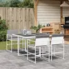 Image de vidaXL Ensemble à manger de jardin avec coussins 5 pcs blanc textilène
