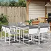 Image de vidaXL Ensemble à manger de jardin avec coussins 9 pcs blanc textilène