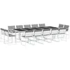 Image de vidaXL Ensemble à Manger de Jardin avec Coussins 15pcs Blanc textilène, Ensemble à Manger d'extérieur, Meuble à Manger de Jardin, Table et chaises de Jardin