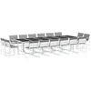 Image de vidaXL Ensemble à Manger de Jardin avec Coussins 17pcs Blanc textilène, Ensemble à Manger d'extérieur, Meuble à Manger de Jardin, Table et chaises de Jardin