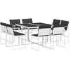 Image de vidaXL Ensemble à Manger de Jardin avec Coussins 9 pcs Blanc textilène, Ensemble à Manger d'extérieur, Meuble à Manger de Jardin, Table et chaises de Jardin