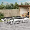 Image de vidaXL Ensemble à manger de jardin avec coussins 17pcs blanc textilène