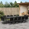 Image de vidaXL Ensemble à manger de jardin 15 pcs noir textilène