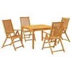 Image de vidaXL Ensemble à Manger de Jardin 5 pcs Bois d'acacia Solide, Ensemble de Salle à Manger d'extérieur, Meuble de Salle à Manger de Jardin, Table et chaises de Jardin