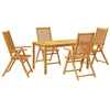 Image de vidaXL Ensemble à Manger de Jardin 5 pcs Bois d'acacia Solide, Ensemble de Salle à Manger d'extérieur, Meuble de Salle à Manger de Jardin, Table et chaises de Jardin