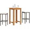 Image de vidaXL Ensemble de bar de jardin 3 pcs marron bois massif acacia rotin