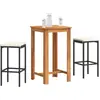 Image de vidaXL Ensemble de bar de jardin 3 pcs noir bois massif acacia rotin