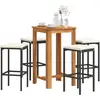 Image de vidaXL Ensemble de bar de jardin 5 pcs noir bois massif acacia rotin