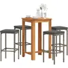 Image de vidaXL Ensemble de bar de jardin 5 pcs gris bois massif acacia rotin
