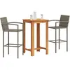 Image de vidaXL Ensemble de bar de jardin 3 pcs gris bois massif acacia rotin