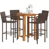 Image de vidaXL Ensemble de bar de jardin 5 pcs marron bois massif acacia rotin