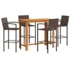 Image de vidaXL Ensemble de Bar de Jardin 5 pcs Marron Bois Massif Acacia rotin, Table et chaises de Bar d'extérieur, Ensemble de Meubles de Patio, Ensemble de Bar de terrasse
