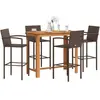 Image de vidaXL Ensemble de bar de jardin 5 pcs marron bois massif acacia rotin