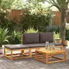 Image de vidaXL Ensemble de canapés de jardin 4 pièces avec coussins en bois d'acacia et corde