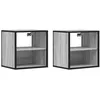 Image de vidaXL Tables de Chevet murales 2 pcs Sonoma Gris 40x31x39,5 cm, Armoire, Table d'appoint, Armoire de lit, Armoire de Chevet, Table de Nuit