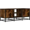 Image de vidaXL Meuble TV chêne fumé 100x35x41 cm Bois d'ingénierie et métal, Banc TV, Meuble HiFi, Centre de Divertissement, Buffet TV, Meuble multimédia