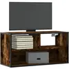 Image de vidaXL Meuble TV chêne fumé 80x31x39,5 cm bois d'ingénierie et métal