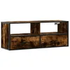 Image de vidaXL Meuble TV chêne fumé 100x31x39,5 cm Bois d'ingénierie et métal, Support TV, Armoire média, Console TV, Meuble HiFi, Centre de Divertissement