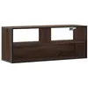 Image de vidaXL Meuble TV chêne Marron 100x31x39,5cm Bois d'ingénierie et métal, Support TV, Armoire média, Console TV, Meuble HiFi, Centre de Divertissement
