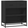 Image de vidaXL Buffet Noir 68x35x76 cm Bois d'ingénierie, Armoire de Rangement, Meuble d'entrée, Meuble d'appoint, Meuble de Rangement de Cuisine
