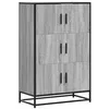 Image de vidaXL Buffet Haut Sonoma Gris 68x35x106,5 cm Bois ingénierie et métal, Armoire latérale, Armoire de Rangement Haute, vitrine Haute, Armoire Haute