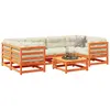 Image de vidaXL Salon de jardin 7 pcs avec coussins cire marron bois pin massif