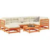 Image de vidaXL Salon de jardin 7 pcs avec coussins cire marron bois pin massif